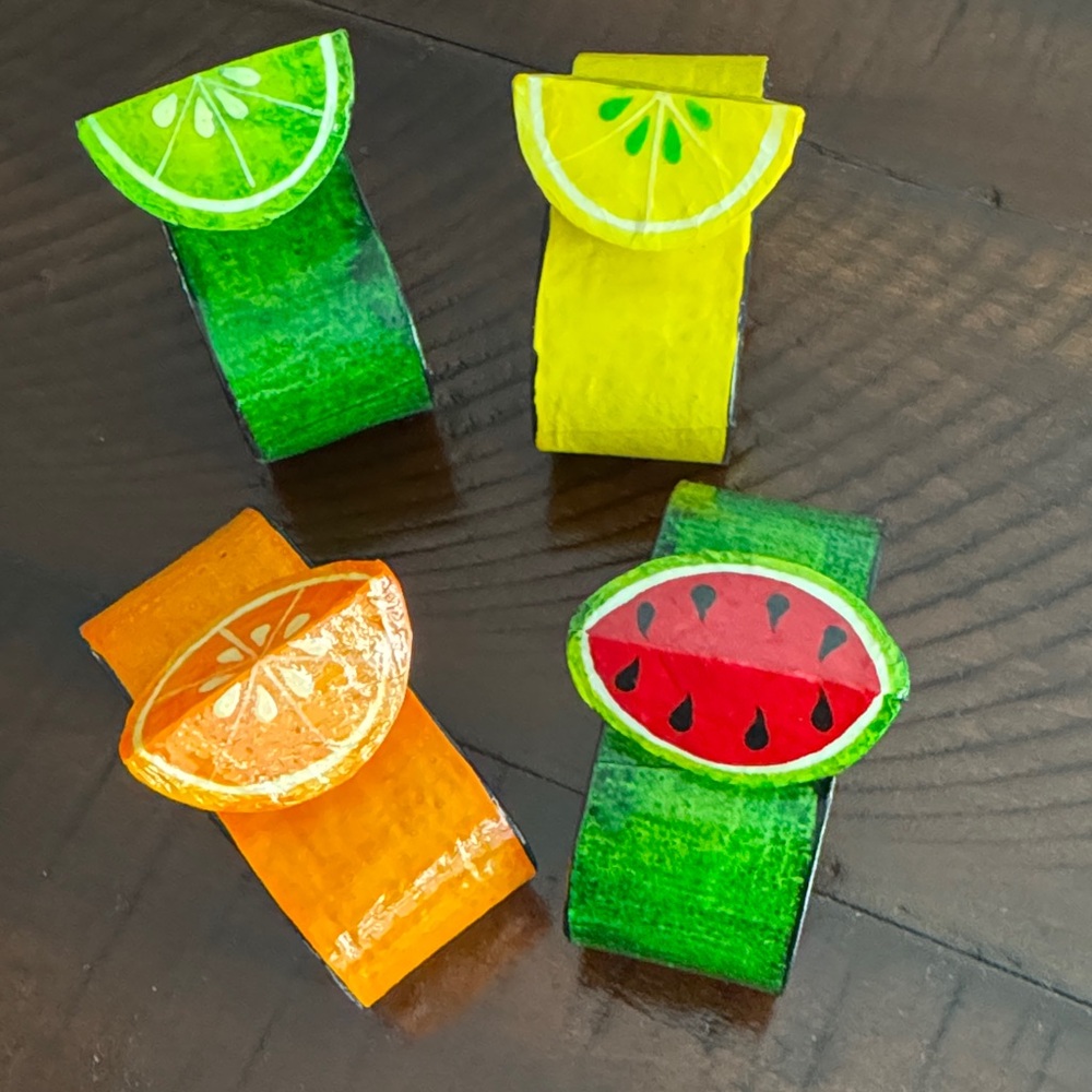 Set of 4 Fruit-Themed Handmade Napkin Rings